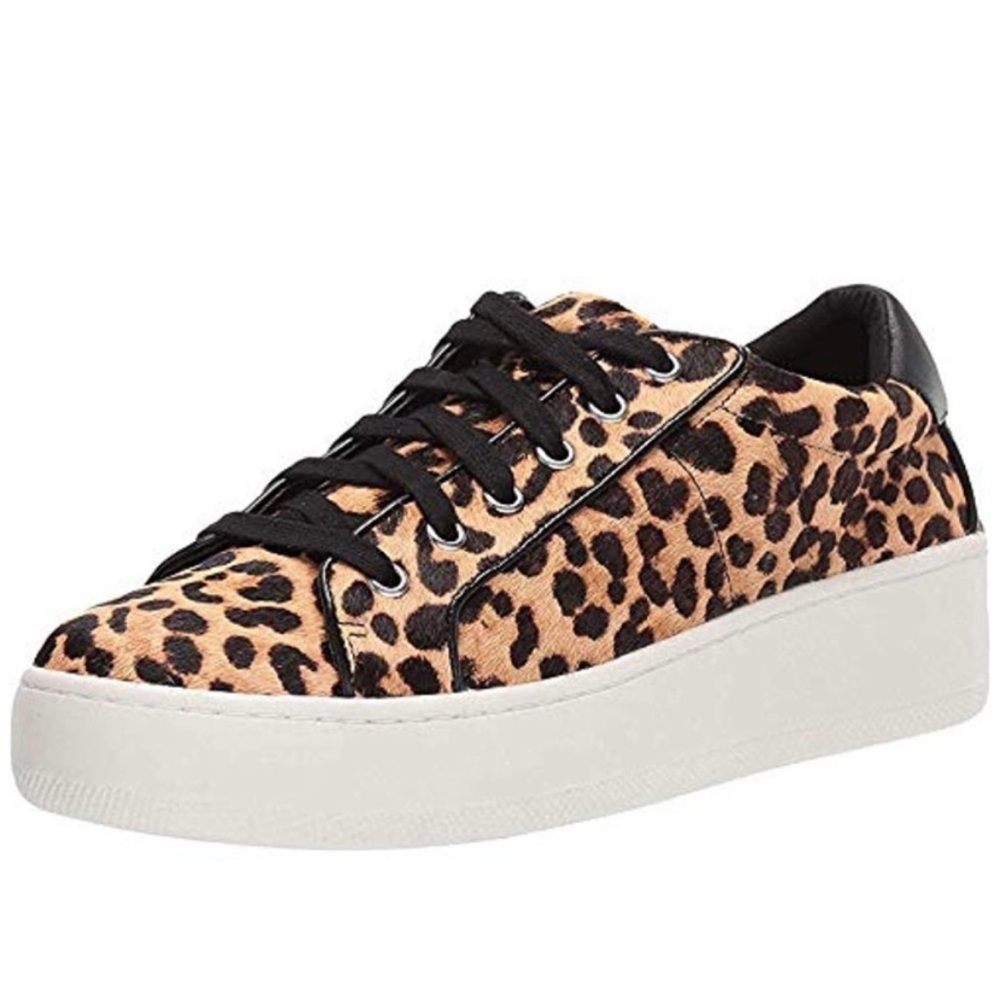 Steve Madden Bertie Cow Hair Leopard Print Platform Sneakers - 7.5